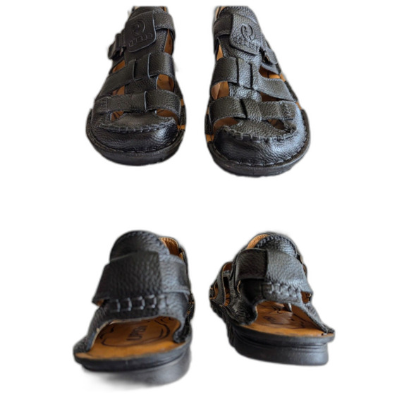 UPIShi Mens Casual Closed Toe Leather Adjustable Shoes/Sandals Sz 12.5